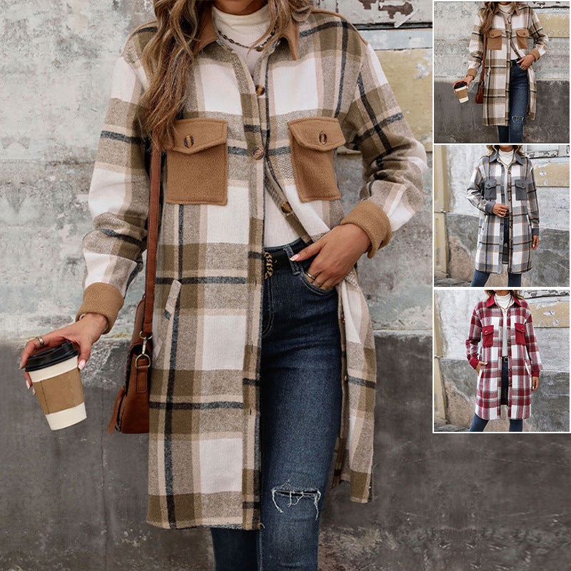 Manteau long à carreaux Anaïs™