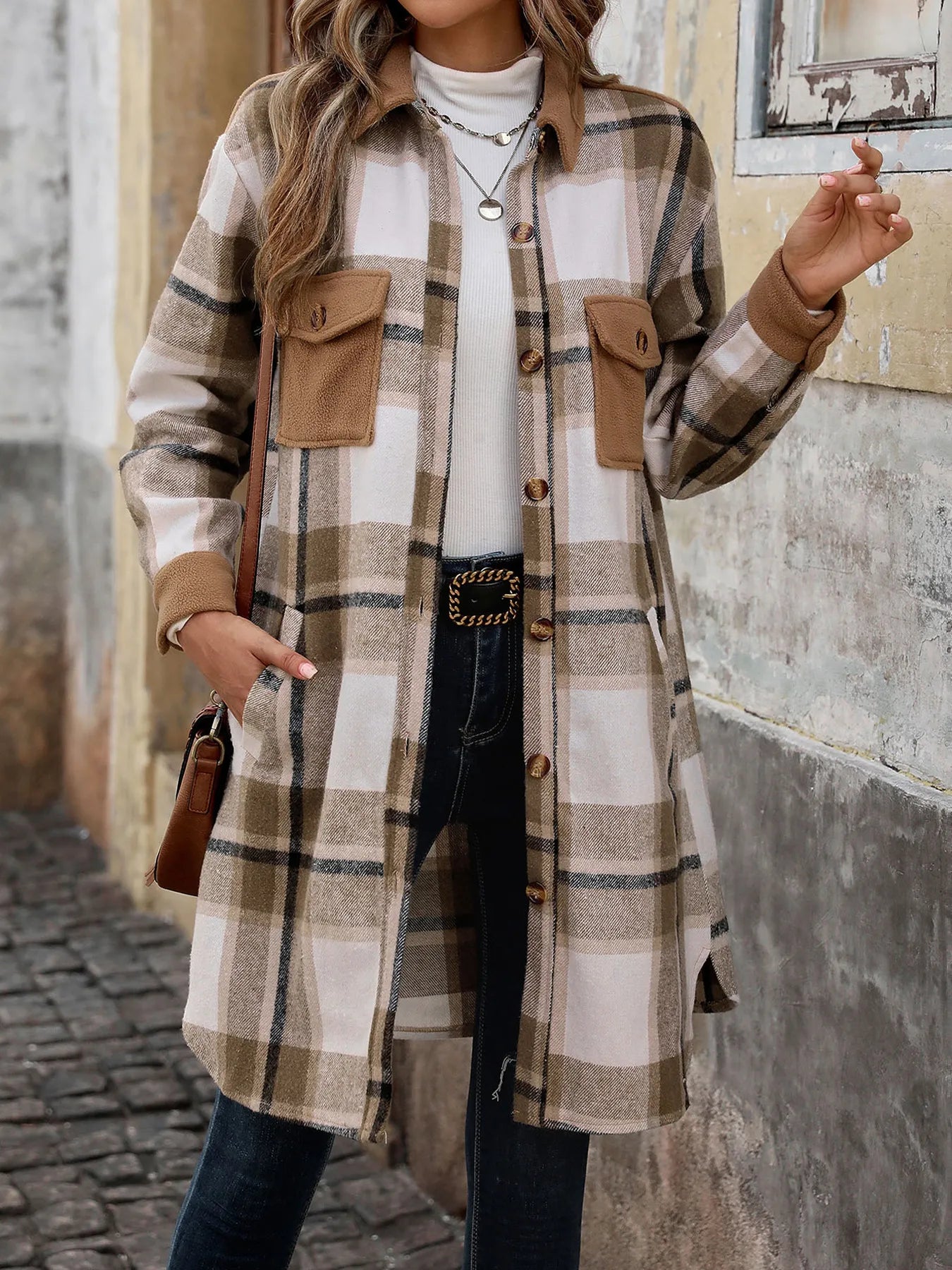 Manteau long à carreaux Anaïs™