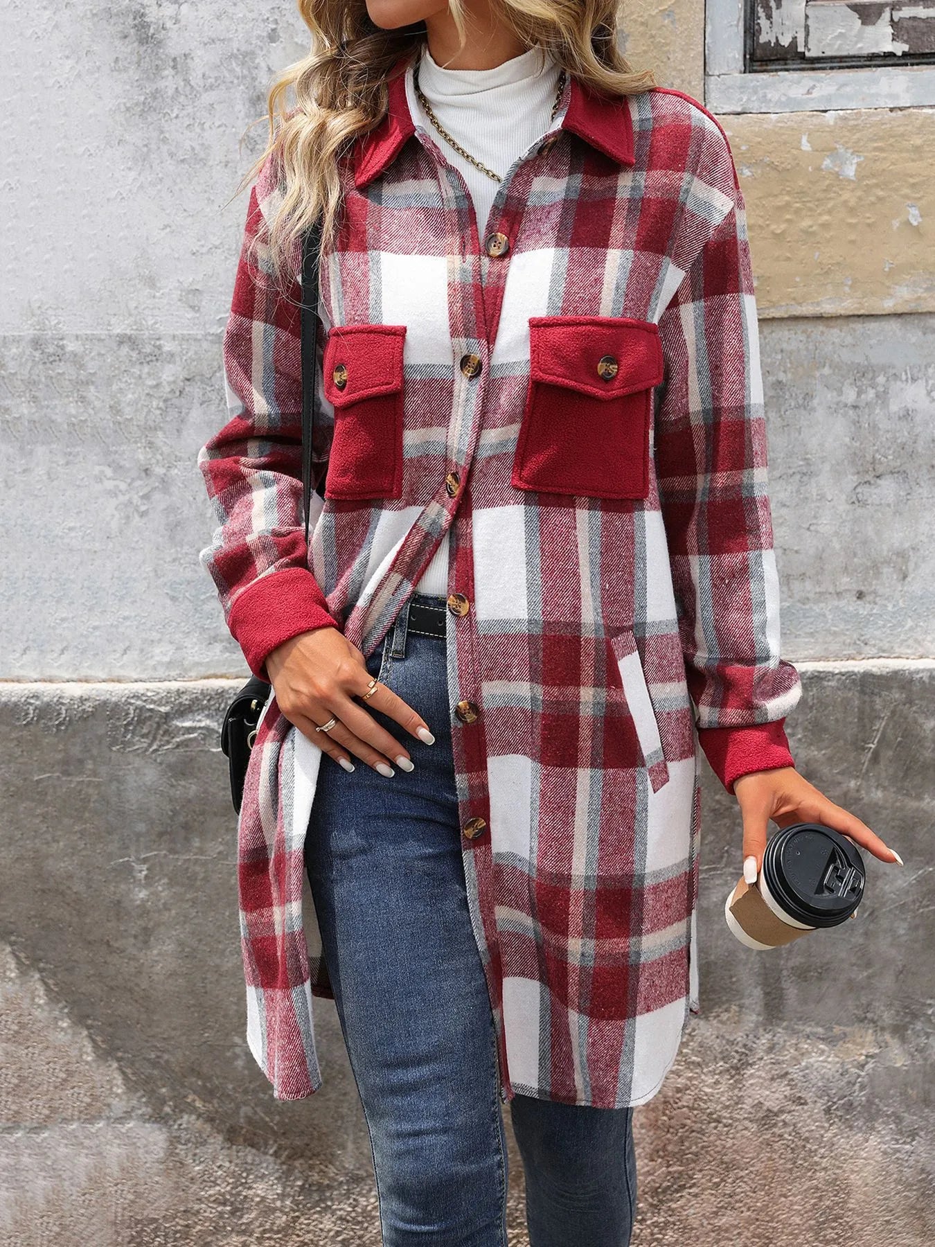 Manteau long à carreaux Anaïs™