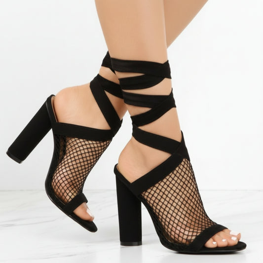 Sandales à talons en maille avec lacets Saphira™