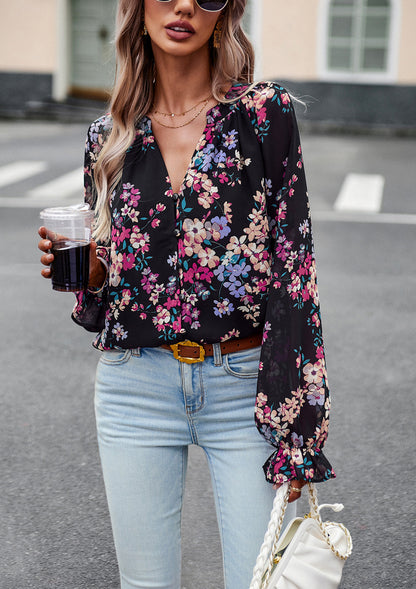 Haut floral à col en V Camille™