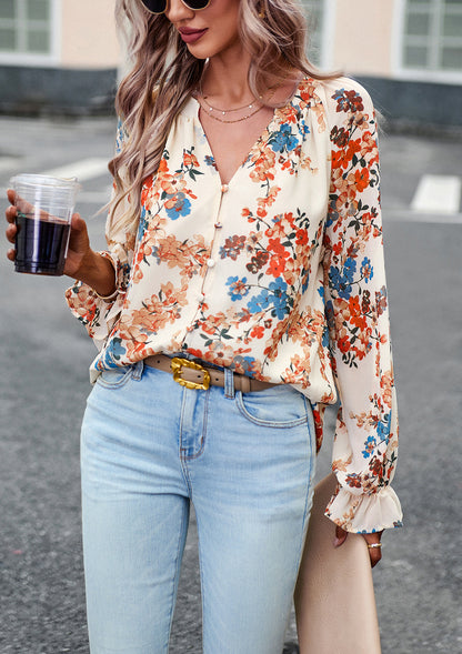 Haut floral à col en V Camille™