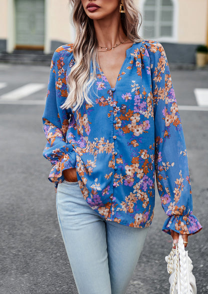 Haut floral à col en V Camille™