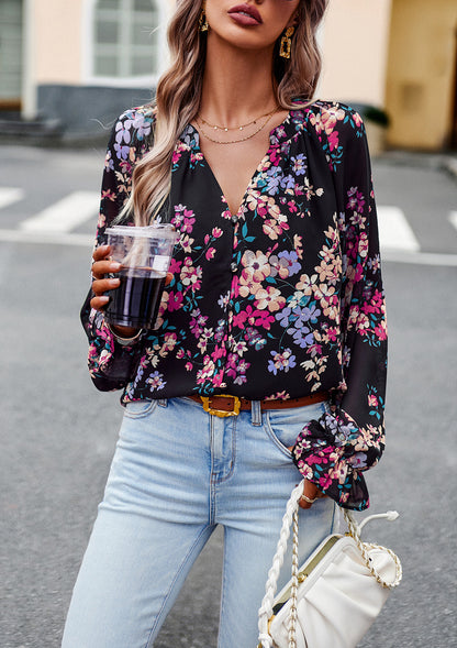 Haut floral à col en V Camille™
