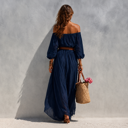 Isélia™ Robe en Lin Épaules Dénudées
