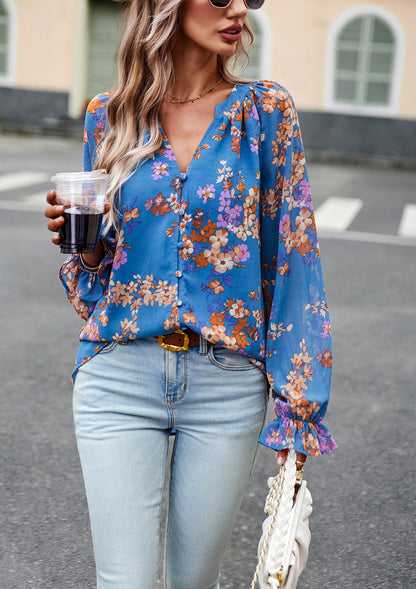 Haut floral à col en V Camille™