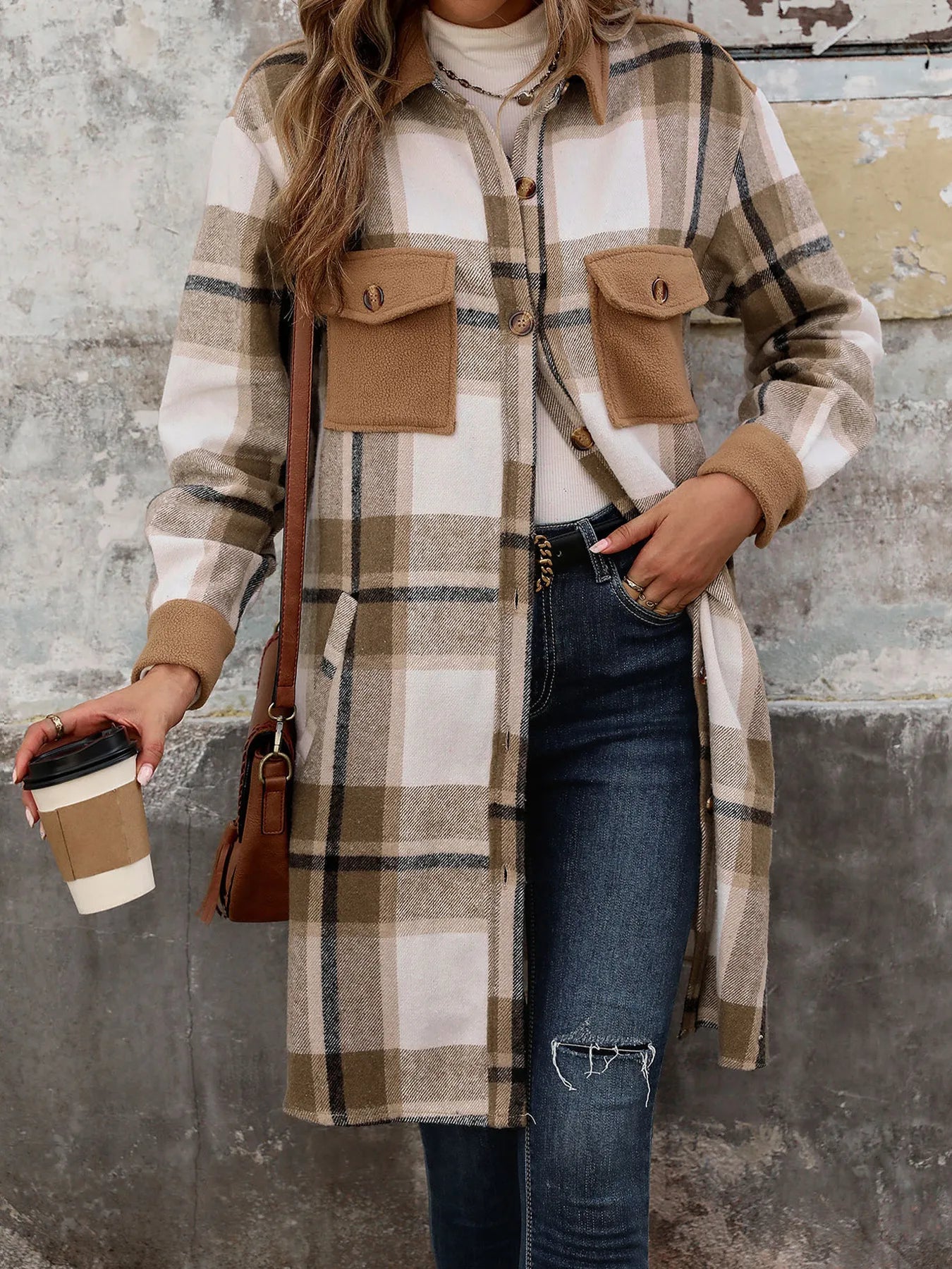 Manteau long à carreaux Anaïs™