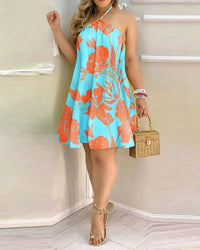Fleur bleue basse orange