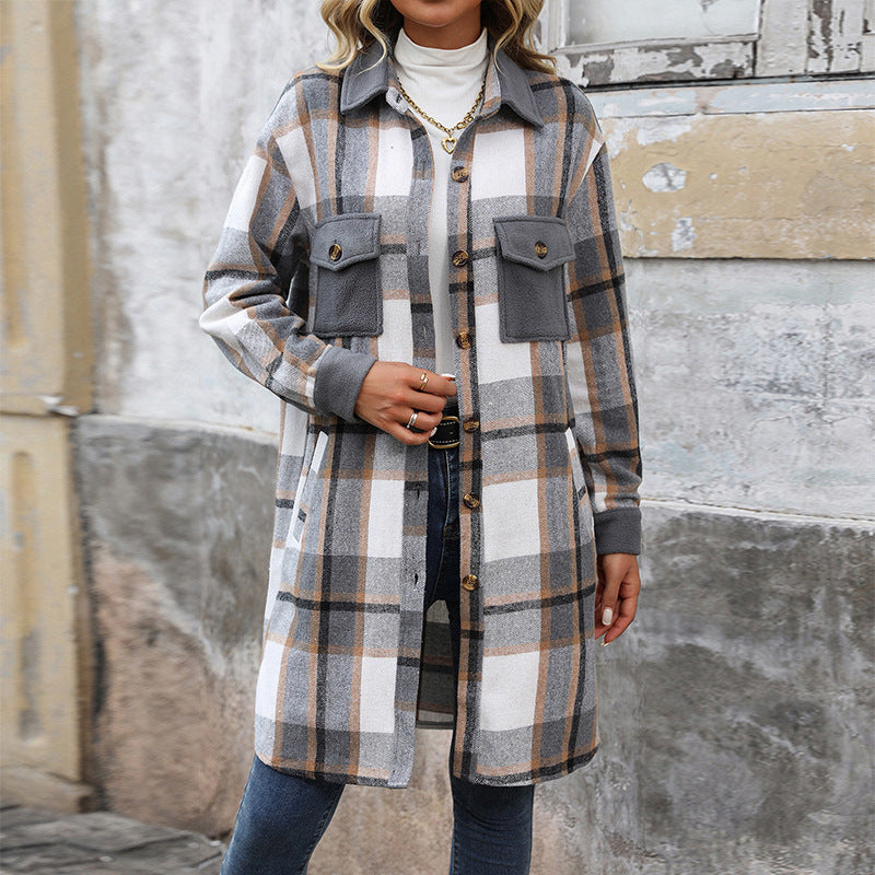 Manteau long à carreaux Anaïs™