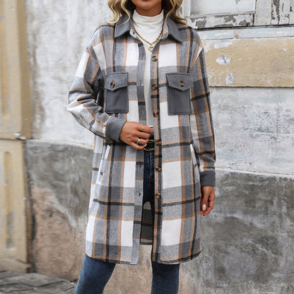 Manteau long à carreaux Anaïs™